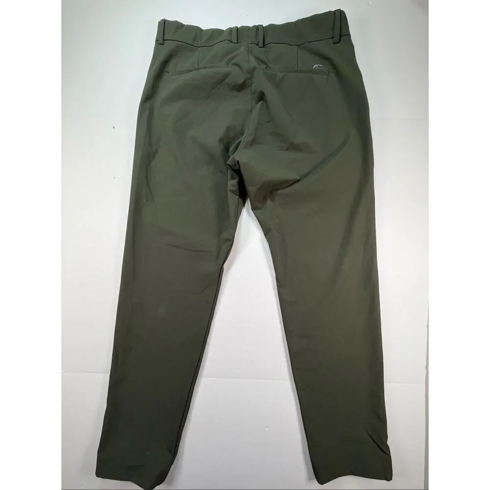 KJUS Ike Tailored Fit Golf Pants Men’s 35x32 Olive Green Stretch Performance